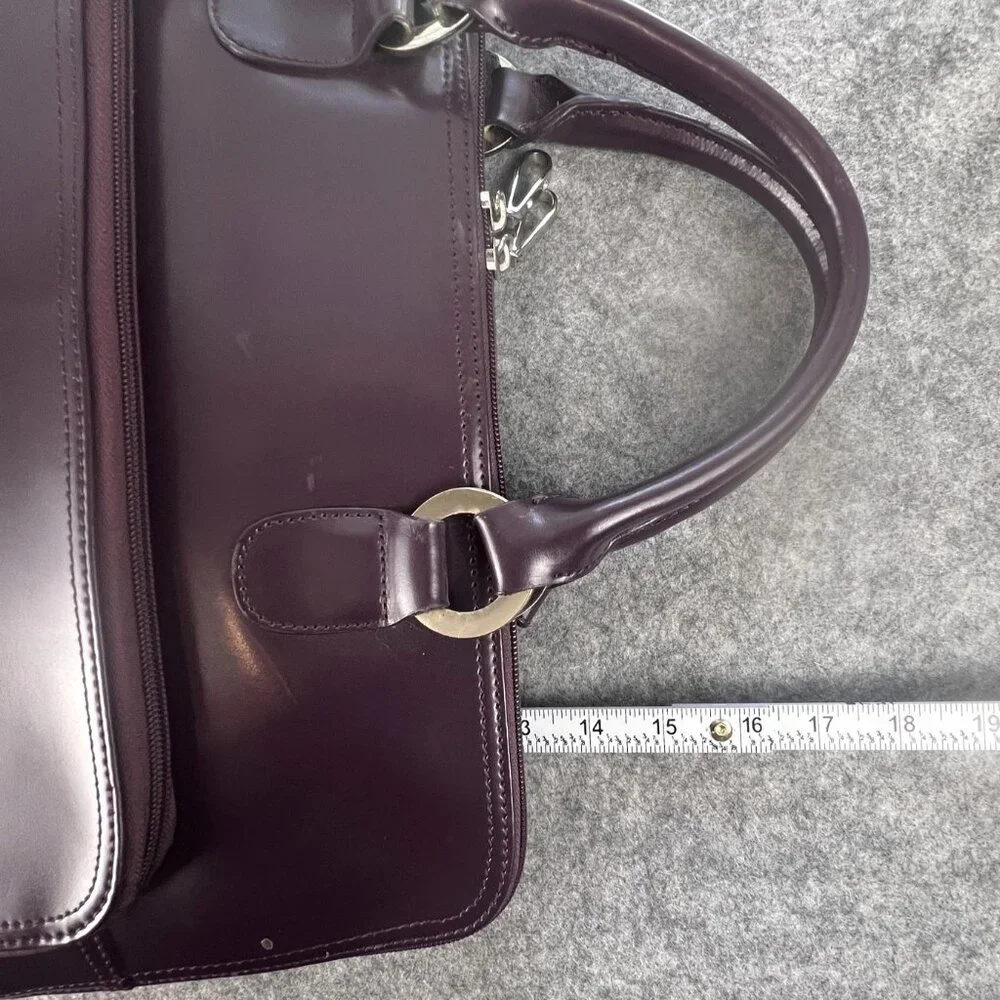 Metro Chic JEMA Laptop Tote Purse Dual Handles Detachable Strap Deep Purple